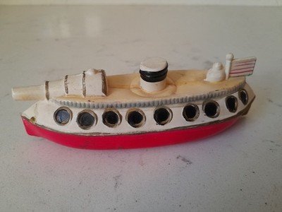 Very Rare Antique Vintage Celluloid Ship Boat Toy With Great Color & Condition 