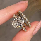 3.50Ct Oval Cut Real Moissanite Wedding Bridal Set Ring 14k Yellow Gold Plated