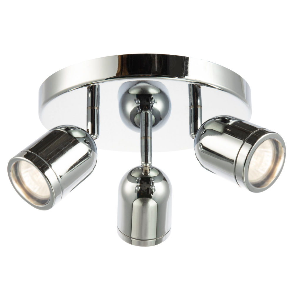 Modern Triple Spot IP44 Bathroom Chrome Ceiling Light with Adjustable Heads b...