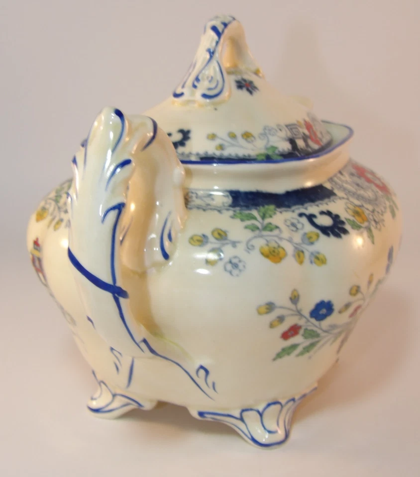 Coalport Kings Ware Canton Blue Edge 2 Pint Teapot c1920s VGAC - Image 3 of 4