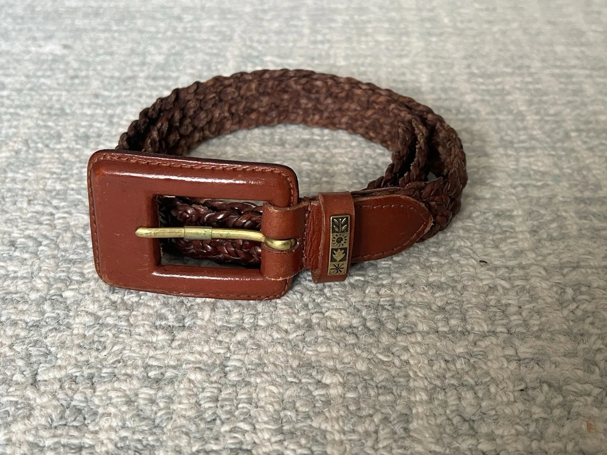 Talbots Taupe Braided-Loop Leather Belt with Leather wrapped buckle - M 193061560_7349.jpg main image 3