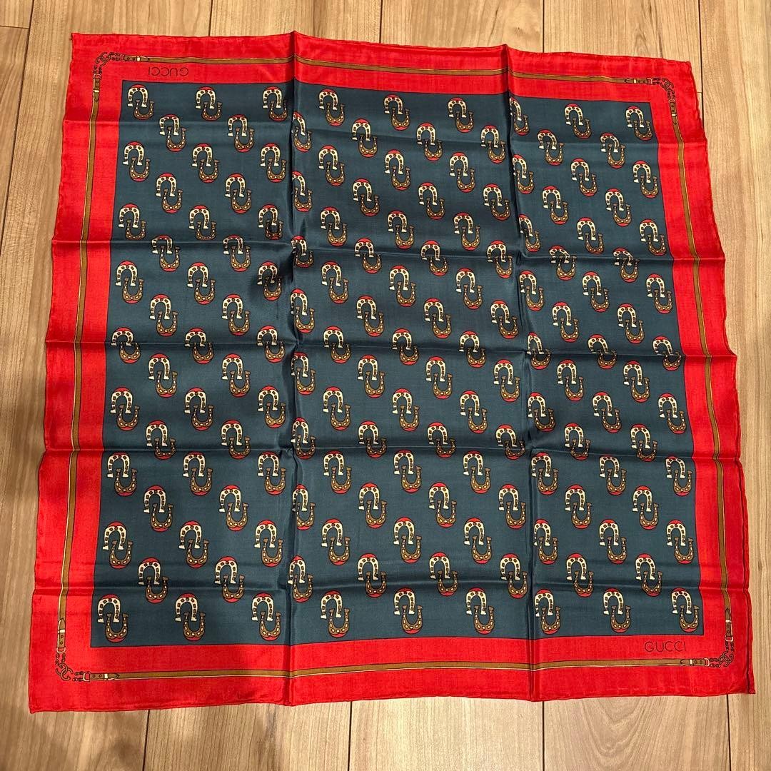 GUCCI Saddlery Motif Scarf　56cm x 56cm