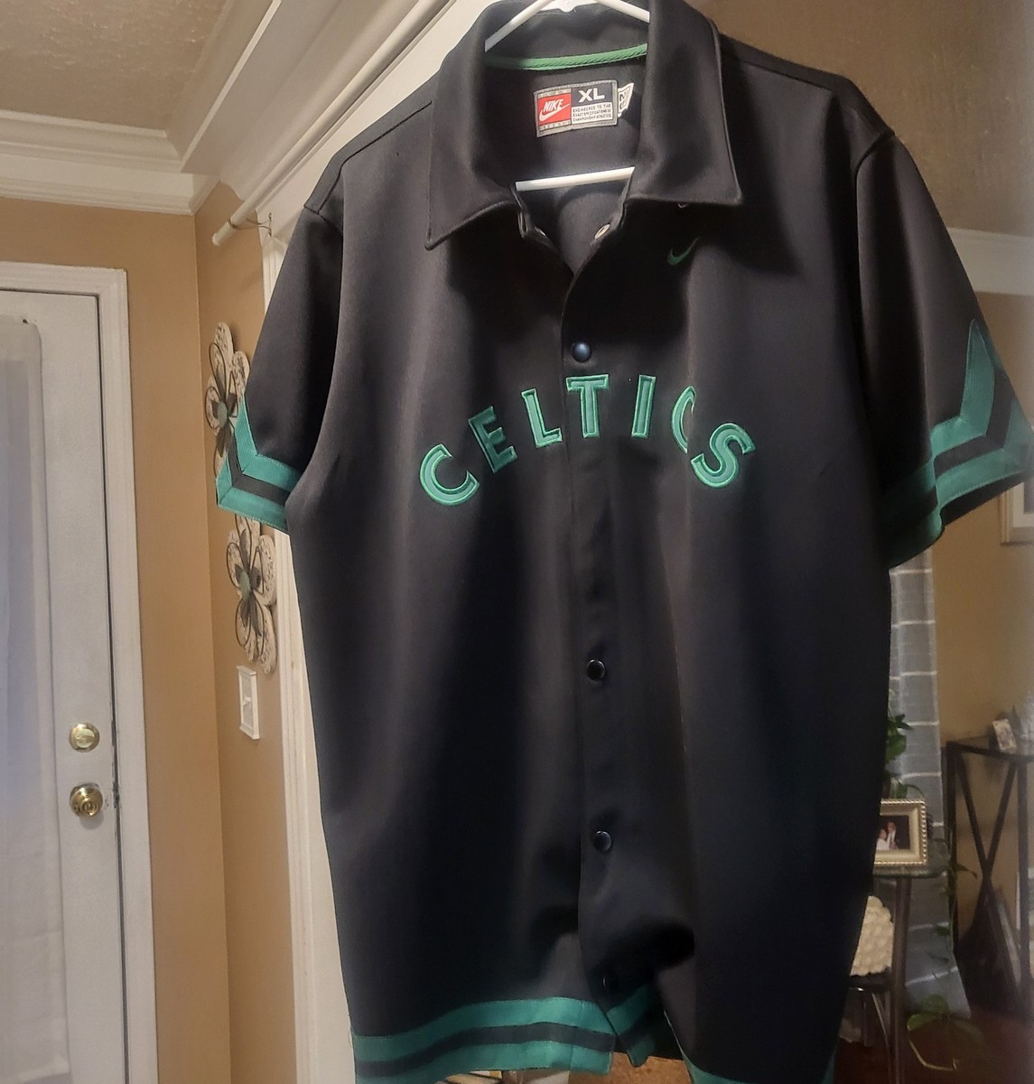 Authentic Nike Boston Celtics Warm Up Shooting Shirt XL Button NBA