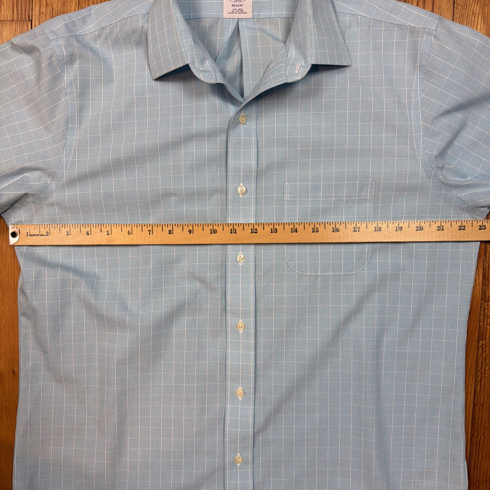 Brooks Brothers Regent Shirt Mens 16.5 4/5 Non Iron All Cotton Spread Blue Check thumbnail 4