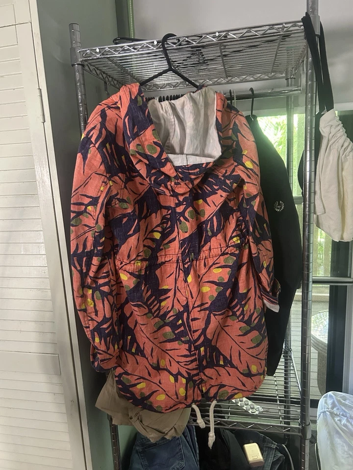 Chaqueta Parka Matthew Williamson MW Tropical Utility Coral/Azul Marino Reino Unido 8 UE 36 EE. UU. 4 Foto 2 de 4