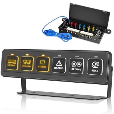 Switch Panel,  Wireless Multi-Function Control Switch Pods with 4 Light 6 Gang