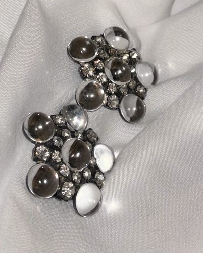 Exquisite Signed BLUETTE Made In France Vintage Sparkly Crystal Shoe Clips
