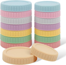 16 Pack Mason Jar Lids 8 Wide & 8 Regular Mouth Plastic Lids Macaron Colors