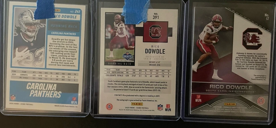 3 RICO DOWDLE 2020 SCORE CHRONICLES AUTO ROOKIE AP /35 PANTHERS LOT INVEST - Image 4 of 4