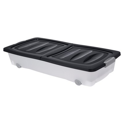 Rollerbox Unterbettbox Unterbettkommode auf Rollen mit Deckel, 80 x 40 x 17 cm