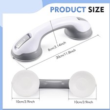 KVANT GRAB BARS FOR SHOWER, 12 INCH SHOWER HANDLE STRONG SUCTION SHOWER - WHITE