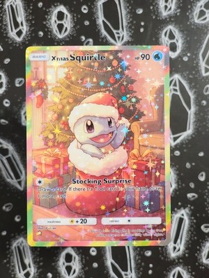   Handgemacht: Xmas Squirtle / Schiggy | Custom Fan Karte | Stars Holo Design