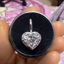 14K White Gold Heart Lab-Created Diamond Pend...