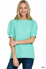 Zenana Raised Rib Puff Sleeve Top