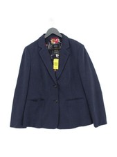 Joules Women's Blazer UK 16 Blue Floral Cotton with Polyamide Overcoat