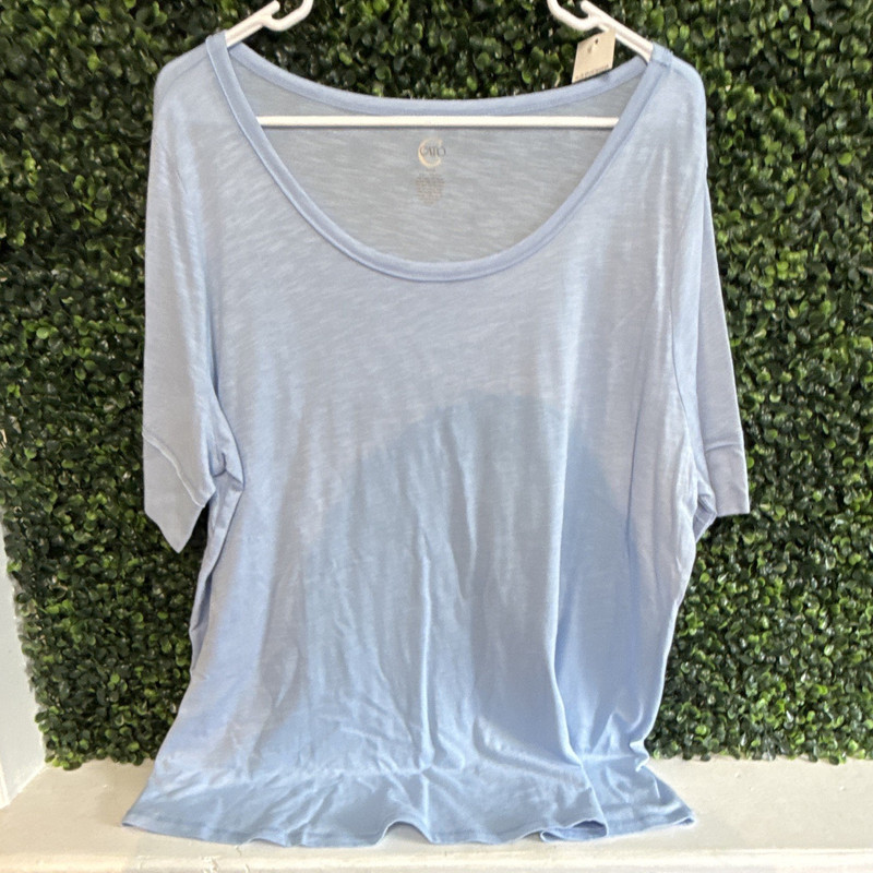Cato Blue Solid Knit Short Sleeve Scoop Neck Pullover Top Women's 18/20W