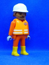 Playmobil SR-4 Ethnic Man Figure Helmet Construction Road Work Truck  FREEPOST