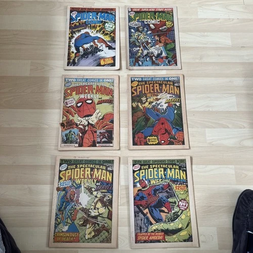 Spectacular Spider-Man Comic Bundle #332 - 337 (1979) Vintage Marvel U.K. Weekly
