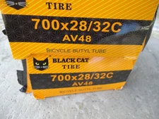 LOT OF 2 BLACK CAT TIRE BICYCLE BUTYL TUBE 700 X28/32C  AV48 SCHRADER VAVLE BIN