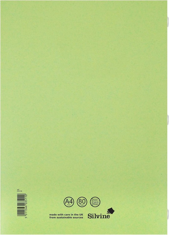Exercise Book A4 Ruled with Margin Green 10 Pack | eBay UK