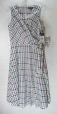 Chaps EST. 1978 Wrap Size 4 Sleeveless Plaid Dress Pockets New $69 Tag Cotton