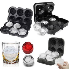 Large Ice Cube Tray Rose Shape Ice Molds Diamond 3D Silicone Mould Reusable for