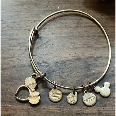 Alex And Ani Disney Rose Gold Tone Minnie Mouse Ear Headband Charm Bracelet