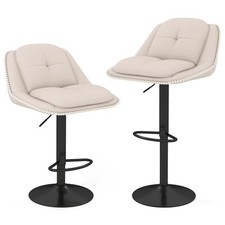 Swivel Counter Height Bar Chairs Set of 2 with Footrests-White