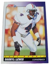 1991 Score Football Card Rookie 601 Darryl Lewis University Arizona Wildcats (O6. rookie card picture