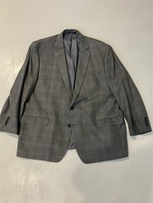 Lauren Ralph Lauren 50R Gray Silk Wool Plaid Mens Blazer Suit Jacket Sport Coat