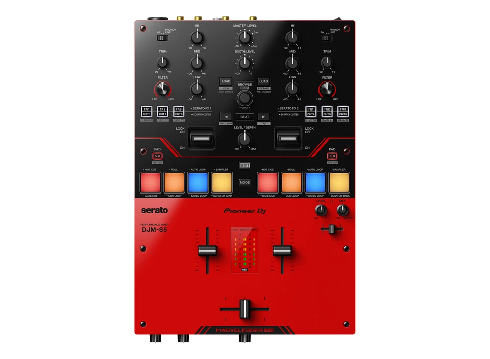 Pioneer DJ Mixer DJM-S5 Scratch-Style 2-Kanal DJ Mixer DJ Pro Rot Schwarz - Bild 3 von 4