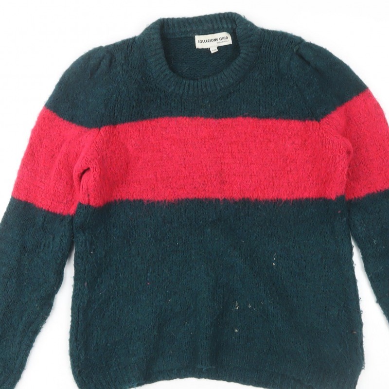 Collezione Gaia Womens Pullover Jumper Size S/M Multicoloured Crew Neck Striped image 7