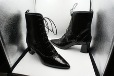 Unterqüe echt Lackleder High Heel Blockabsatz schnür Stiefeletten Gr.40