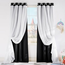 PONY DANCE Black Out Curtains - Double Layers Blackout Window Covering Sheer ...