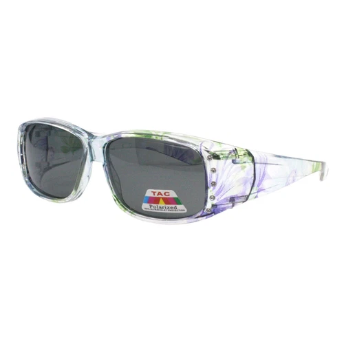 Women's Fit Over Glasses Polarized Lens Sunglasses Rhinestones Floral Prints