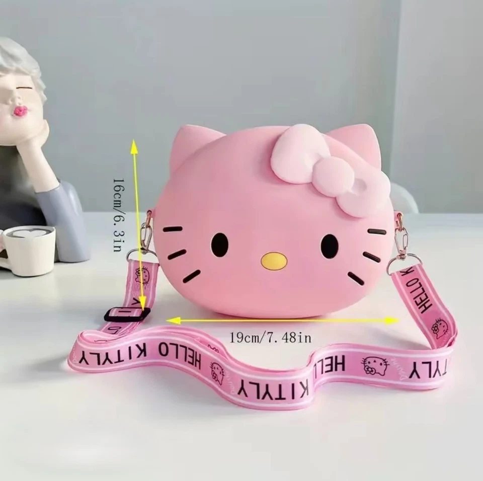Bolsa Hello Kitty com alça de ombro ajustável, bolsa de mão com zíper bolsa gatinho fofa - Imagem 2 de 4