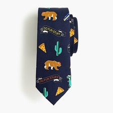 J. Crew Crewcuts Boys Fun Print Silk Tie NWT Navy Blue L2727 52  