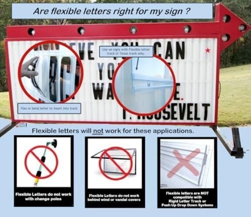 Flexible 8” Letter Set - 300 Changeable Black Letters & Red Numbers for Signs - Picture 4 of 11