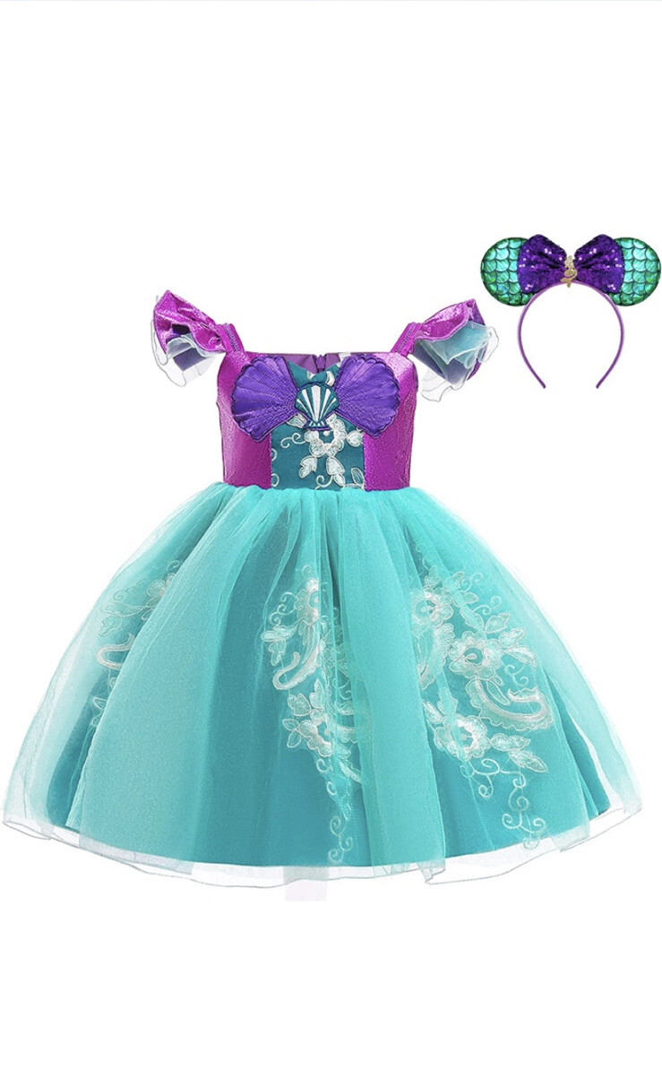 mermaid dress for girls Birthday Marilla Dress Inspired By DisneyS Ariel With Ruffled Cap Sleeves Girls Size Small (4-6x) Ariel