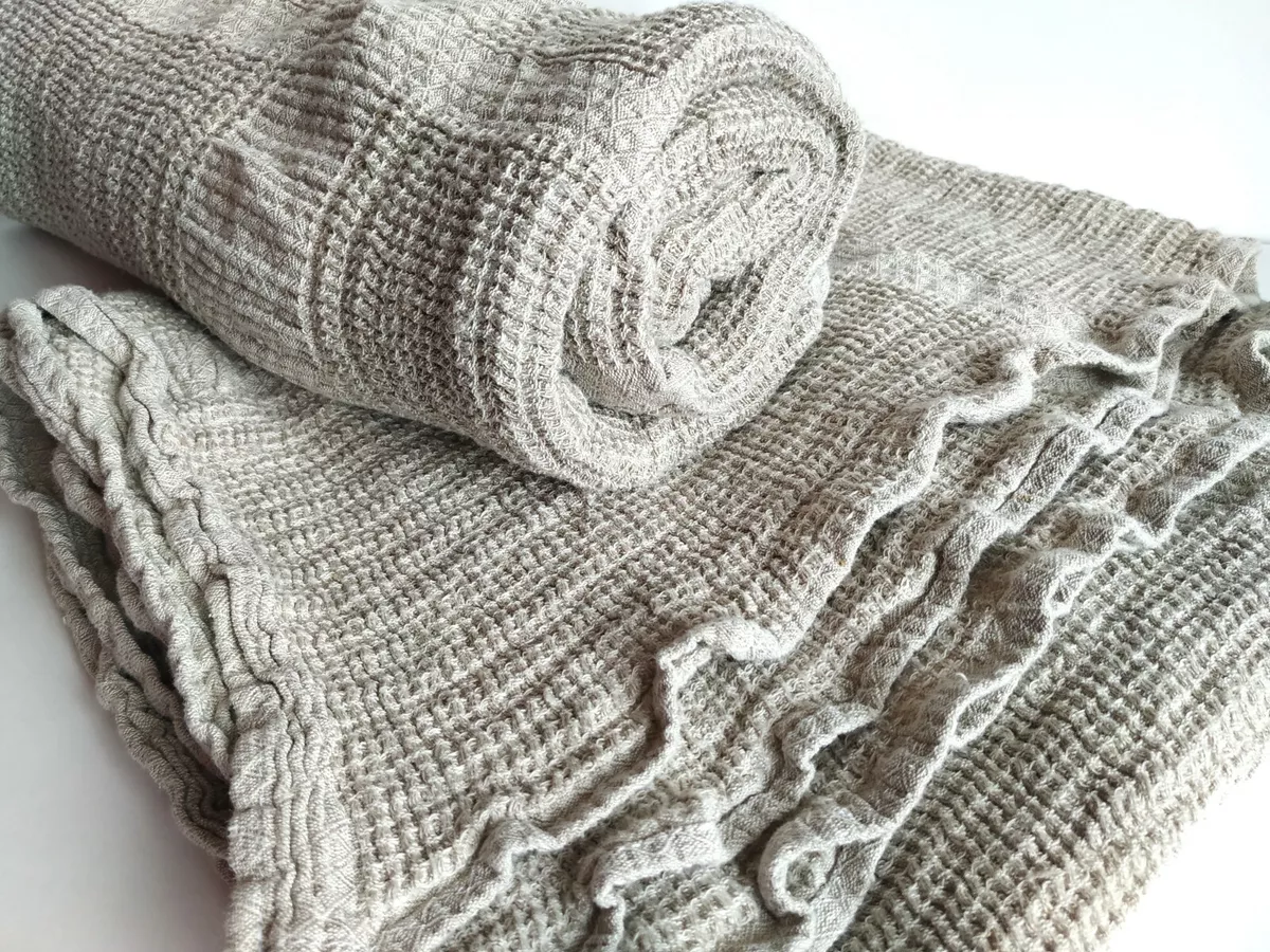 Stonewashed Soft Cotton Waffle Knit Bath Towels