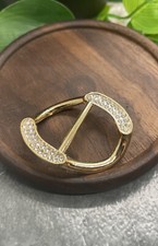 1.5 Gold-tone Rhinestone Tie Ring Scarf Shirt Clip New Free Ship A2797