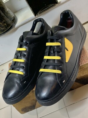 FENDI Men's Bugs Eye Monster Low Cut Sneakers EU41/US8 Leather Black.  Preowned | eBay