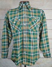 Vintage Levi's Flannel Shirt Mens S Green Plaid Tartan USA Made 80s Button Front