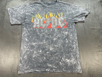 AC/DC Highway To Hell Back In Black Tie Die Gray Shirt Medium Rock N Roll Tour