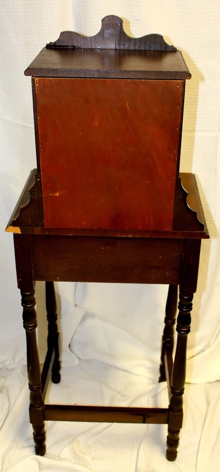 *RARO* Antiguo gabinete telefónico de caoba de principios del siglo XX con soporte Foto 4 de 4