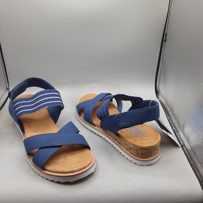 Bobs From Skechers Desert Kiss Shore Enough Sandals Women's 7.5M Blue Navy A9