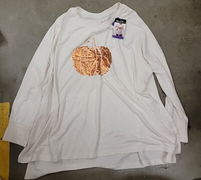  State of Mine Size Small Long Sleeve Bronze Metallic Pumpkin Top Oatmeal XXL