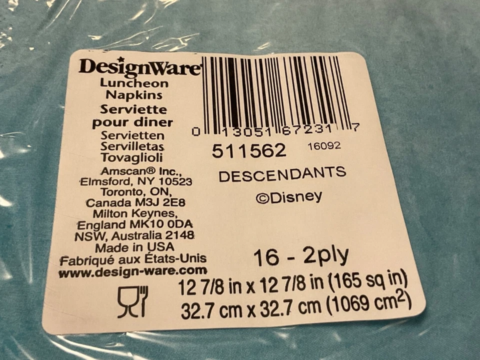 4 x Descendant Disney Party Supplies Paper Lunch Napkins 64 Total - Image 4 of 4