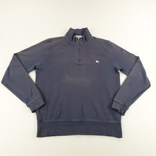 Burberry Sweater Mens Large Blue London 1/4 Zip Pullover Mock Neck Sweatshirt 