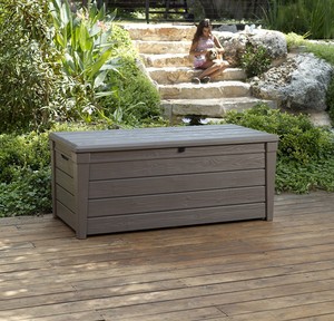 Keter Brightwood 120 Gallon Storage Outdoor Resin Deck Box ...